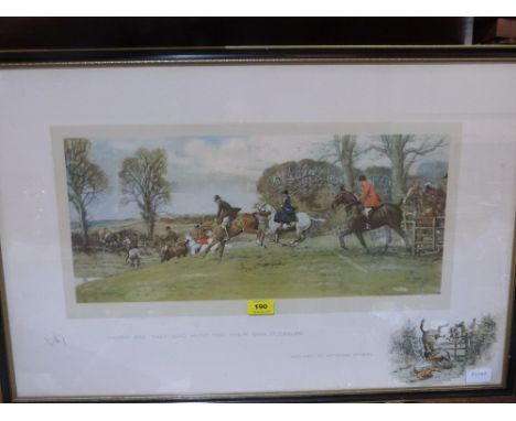 Snaffles. A hunting print, 'Happy are those who hunt for their own pleasure'. Signed. 20' x 30'