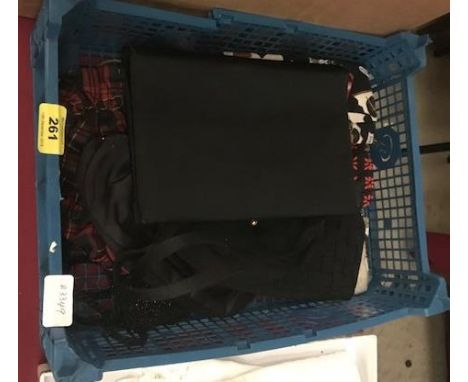 A box of vintage ladys' bags with two pairs of gloves 