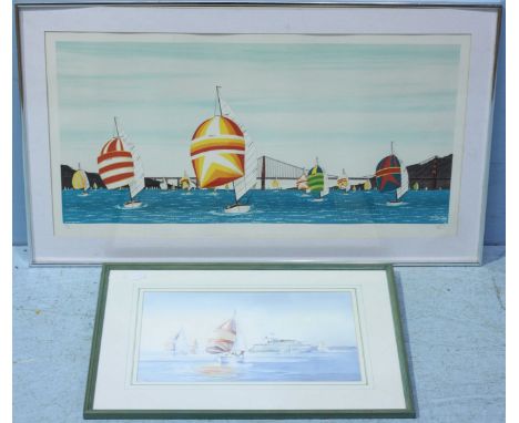 Francois (Fanch) Ledan (1949-), sailing boats in harbour, limited edition colour lithograph no. 109/200, signed, mounted, gla