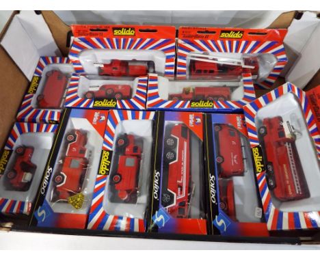 Solido Toner Gam - 11 metal diecast model fire appliances, all different, French manufactured, all appear nm in window boxes 