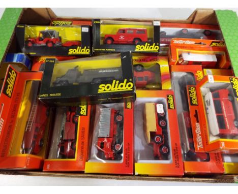 Solido Toner Gam - 16 metal diecast model fire appliances, all different, French manufactured, all appear nm in window boxes 