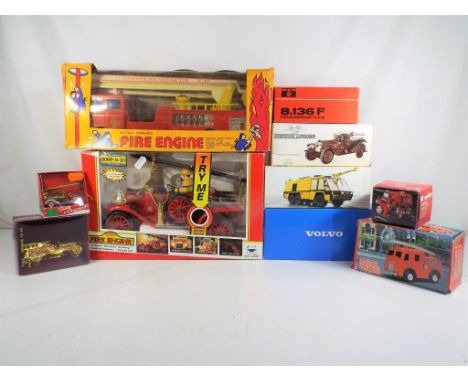 Conrad and others - ten fire vehicles in original boxes comprising Conrad ref 1019, 5501, 4392, 3191 plus a miniature pump en