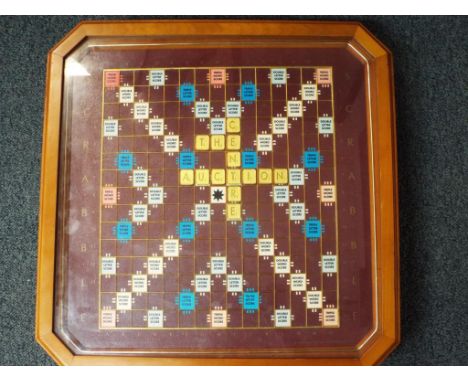 Scrabble - A Scrabble Collector's Edition board by Franklin Mint featuring hardwood framed playing board with raised grid, ea