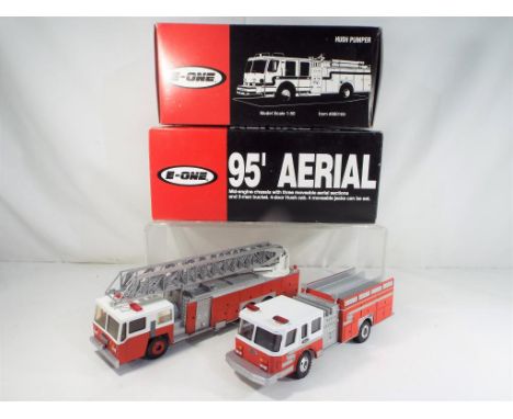 Conrad - two diecast fire vehicles in original boxes comprising 800106 Hush Pumper and 291202 a 95 Aerial Fire Engine, both m