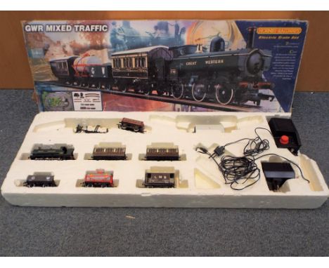 Model Railways - a Hornby OO gauge GWR mixed traffic set, ref #R1000, set is missing track but includes three extra wagons, c