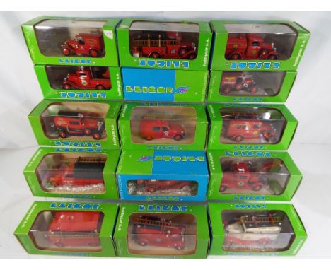 Elicor - 15 diecast model Fire Appliances, all appear mint in original window boxes This lot MUST be paid for and collected, 