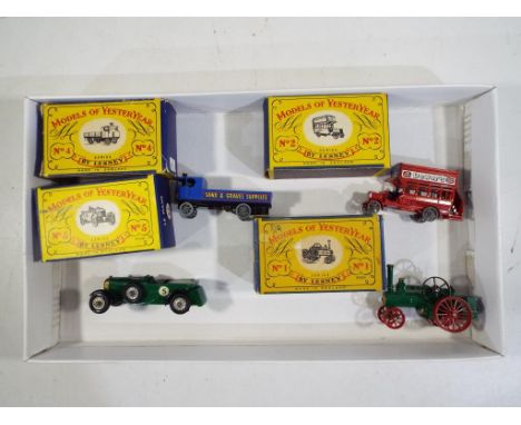 Models of YesterYear by Lesney - four diecast scale models Alchin Traction Engine No 1, London Bus No 2, Sentinel Steam Wagon