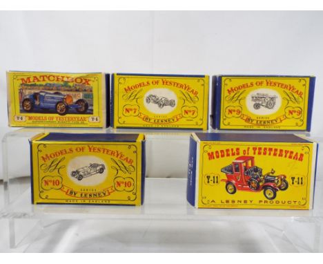 Lesney and Matchbox - five diecast vehicles in original boxes comprising Y2/2 1926 Type 35 Bugatti, Y7/2 1913 Mercer Raceabou