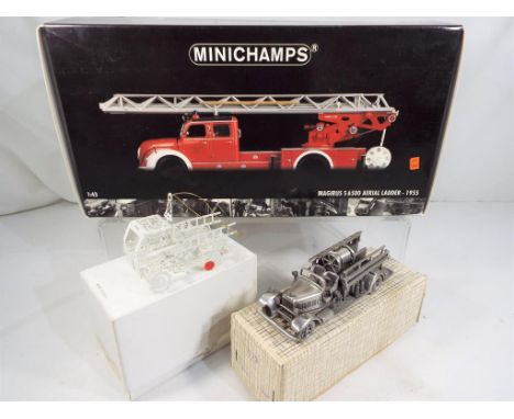 A boxed Minichamps Magrius S6500 Aerial Ladder 1955 in 1:43 scale, appears mint in orignal box, a white metal model of a fire