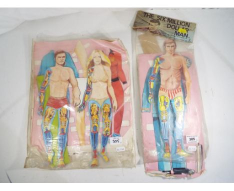 The Six Million Dollar Man - two vintage cardboard costume cut-out sets comprising The Six Million Dollar Man and The Six Mil