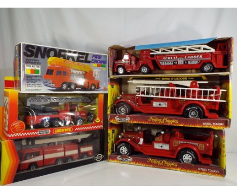 Gama, Nylint and others - six fire engines in original boxes, included two large scale ones by Nylint comprising Nylint R3020