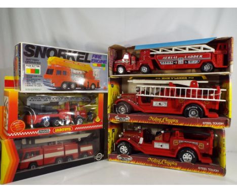 Gama, Nylint and others - six fire engines in original boxes, included two large scale ones by Nylint comprising Nylint R3020