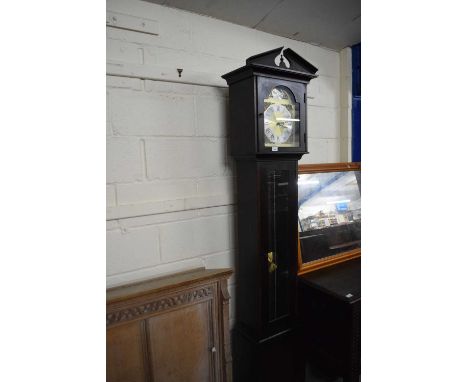Modern long case clock with a glazed trunk door