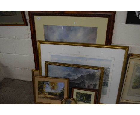 Mixed Lot:  Various pictures to include a large print of a Highland scene, Diana Amos, study of a bay scene and various other