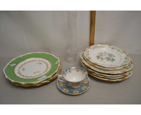 Mixed Lot: 19th Century English gilt decorated cups and saucers marked with pattern number 263 to base, various Victorian din
