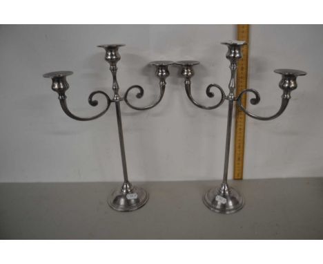 Pair of modern three light candelabra