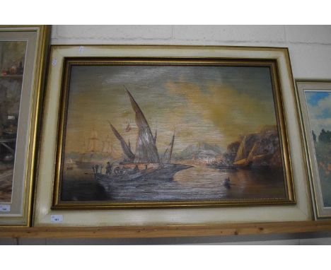 After Carmichael oleograph study - Salute on Arrival, set in a cream and gilt finish frame
