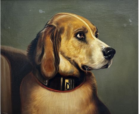 19thc School, Portrait of Sir Edwin Landseer's St Bernard, oil on canvas, signed and inscribed verso, signature indistinct, O