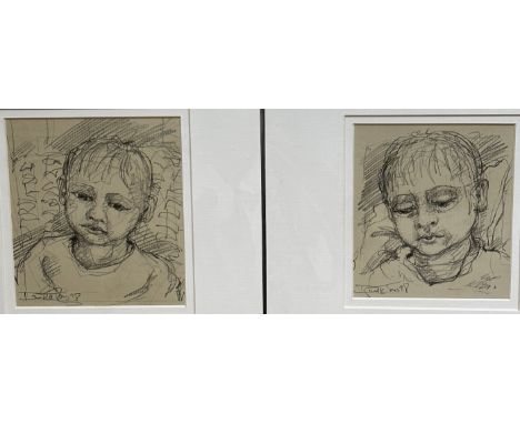 David Johns, Head, pencil sketch, signed bottom left and dated '98, and another by the same hand in plain mount, unframed, (1