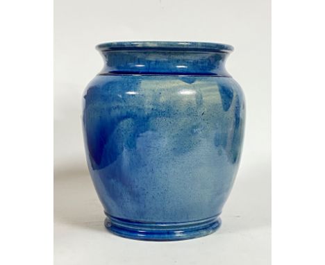 A large blue glazed Scottish Dunmore pottery vase with flared rim and stamp to base, H23.5cm