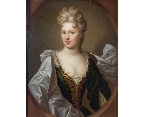 Nach Nicolas DE LARGILLIERE (1656-1746) "Porträt einer aristokratischen Dame" Öl auf Leinwand, Verso bez. "Vrouw Constantia F