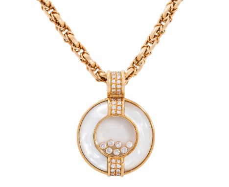 CHOPARD seltener Anhänger "Happy Diamonds" mit Perlmutt, Brillanten ca. 1,5 ct, gute Farbe und Reinheit, davon 7 beweglich, D