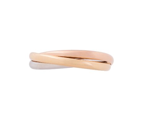 CARTIER Armreif "Trinity", RG/GG/WG 18K, 87,4 gr, Innenumfang ca. 19,5 cm, Durchmesser ca. 6 cm, Breite je ca. 7 mm, akt. WBW