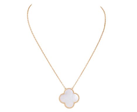 VAN CLEEF & ARPELS Collier "Magic Alhambra", Perlmutt, akt. NP: 4.950 €, GG 18K, 10,3 gr, Kettenlänge ca. 41 cm, 21. Jh., lei