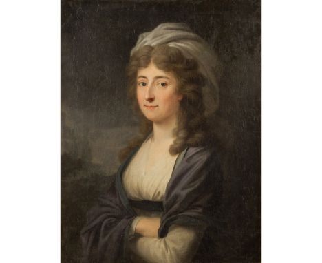 nach Friedrich ÖLENHAINZ (1745-1804) "Bildnis einer Dame" Öl auf Leinwand, HxB: 75/56 cm. Doubliert. Rahmen, HxB: 90/73 cm.Pr