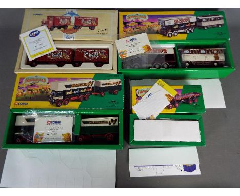 Corgi Classics - Four boxed diecast vehicles mainly from the Corgi 'Showmans Range'. Lot includes #24401 Leyland 8 Wheel Rigi