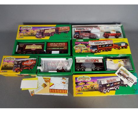 Corgi Classics - Four boxed diecast vehicles from the Corgi 'Showmans Range'. Lot includes #12601 Foden Closed Pole Set 'Silc