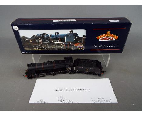 Bachmann - A boxed OO gauge Bachmann #32-154 2-6-0 N-Class steam locomotive and tender Op.No.31843 in BR black lined livery. 