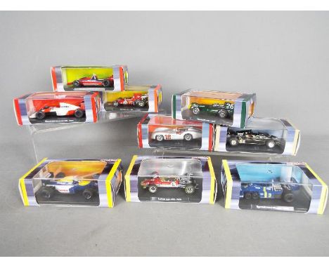 Atlas Editions - Nine boxed diecast racing cars from Atlas Editions 'Grand Prix Legends of Formula 1' series. Lot includes Va