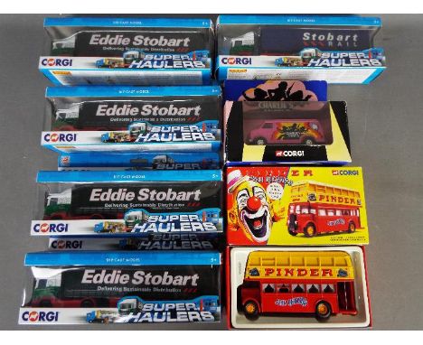 Corgi - Seven boxed diecast Corgi vehicles in various scales. Lot includes Corgi CC87501 Charlie's Angels Van; #35202 Pinder 