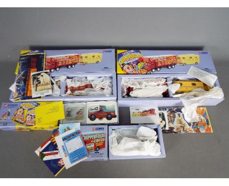 Corgi Classics - Four boxed diecast vehicles from the Corgi 'Chipperfields' range. Lot includes #07202 Land Rover Public Addr