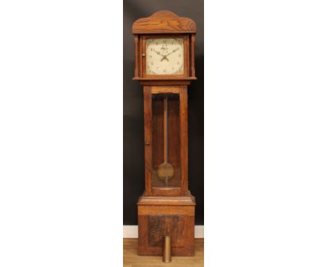 An oak longcase clock, 31cm square dial inscribed with Arabic numerals, 199.5cm high 