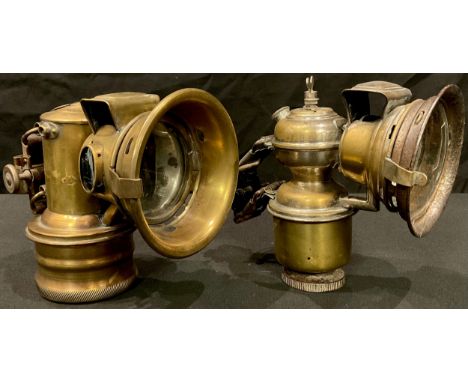 A Miller &amp; Co. carbide cycle lamp; another, Military Lamp (2) 