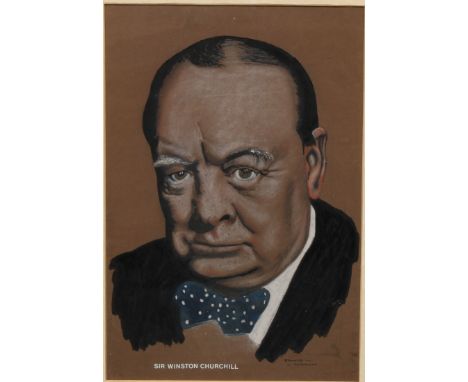 Sir Winston Churchill - Donald Marriott, Portrait of Sir Winston Churchill, watercolour and gouache, 37.5cm x 25cm 