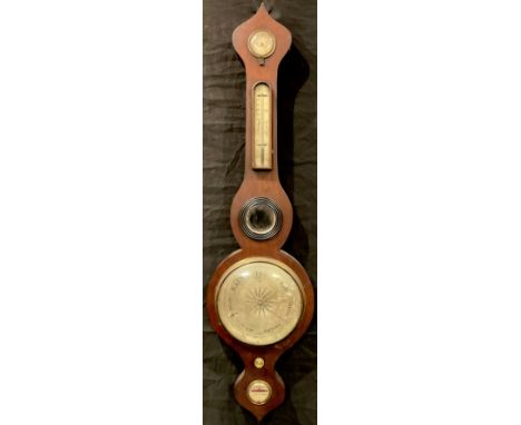 A 19th century mahogany wheel barometer, A. J. Renshaw, Beeston, 97cm high 