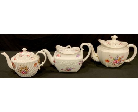 A Royal Crown Derby Posie pattern large size teapot, 19cm high, printed marks in green; a Spode Copelands Christine pattern t