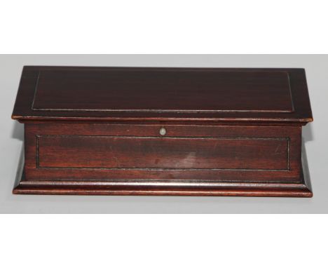 An early 20th century salvaged maritime timber rectangular playing card box, mahogany from the "Mystery" Ship Sutlej, hinged 