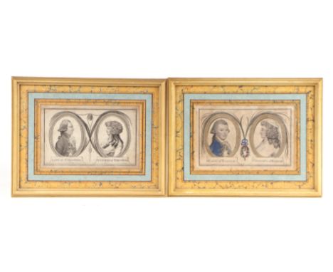 An 18th century engraving depicting the bust portraits of the Earl of Tyrconnell and the Countess of Tyrconnell; together wit