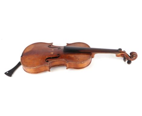 A Stradivarius copy one piece back violin. 59cm long