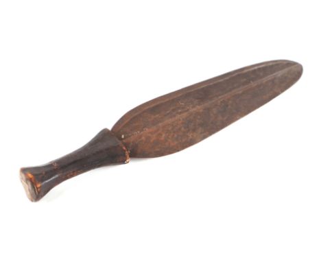 An African Congo Ikul dagger or short sword, with leaf shaped blade, 45cm long.