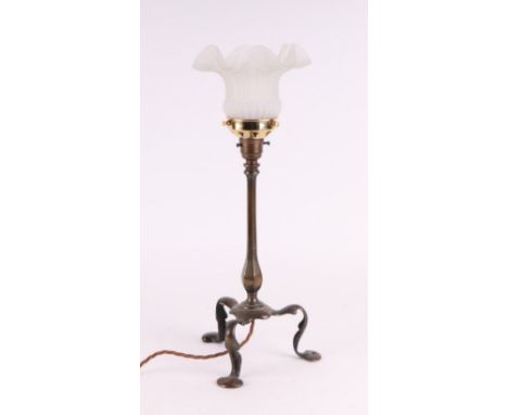 An Arts and Crafts brass Pullman lamp, 41cm high. 