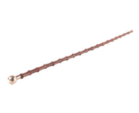An early 20th century silver and holly swagger stick, the silver ball pommel having the lifeguards crest, London 1919, by Bri