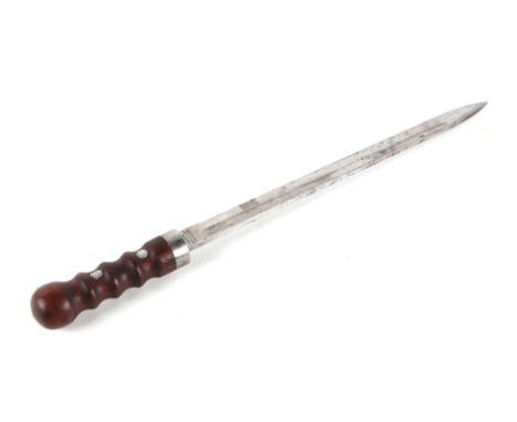 An Argentinian 1891 Mauser bayonet converted to a dagger with a turned wooden handle, the Weyersberg Solingen steel blade sta
