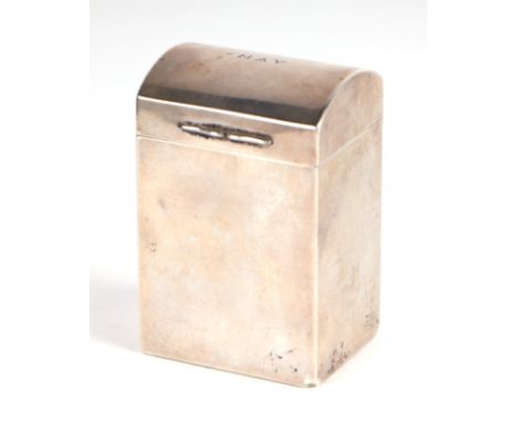A George V silver dome topped miniature playing card box, 82g, Chester 1910.Condition ReportThe lid has a few very small crea