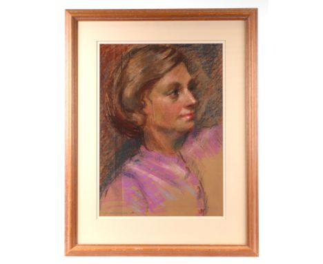 Leonard J Fuller (modern British) - Portrait of a Young Lady - signed lower left, pastel, framed &amp; glazed, 32 by 44cms.