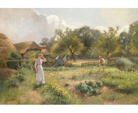 Ernest Walbourn (1872-1927) The vegetable patch  Signed, oil on canvas, 90cm by 128.5cm   See illustration  